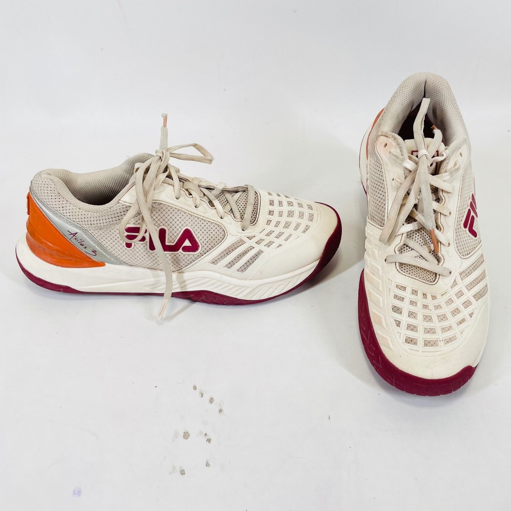 Fila Axilus 2 Energized Mens Tennis Shoes White Orange Burgundy 1TM01987-822 8